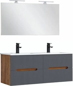 Trent Mobilier de baie 120 cm Lavetă ceramică cu oglindă 60x120 cm stejar sunset-antracit gri