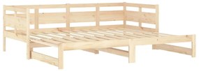 Pat de zi extensibil, 2x(80x200) cm, lemn masiv de pin Maro, 80 x 200 cm