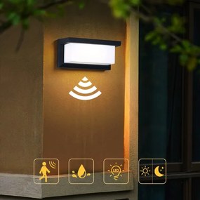 Aplică LED de exterior cu senzor Brilagi BRICKY LED/12W/230V negru IP54