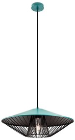 Redo 01-3010 - Lustră suspendată pe cablu GRILL, 1 x E27, 42W, 230V, Ø 49,5 cm, negru/turcoaz