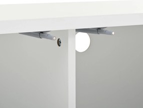 Comodă TV cu front din plasă metalică și accente aurii, 4 uși, 170x36x54 cm, Alb