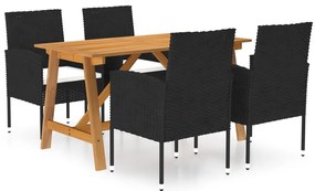vidaXL Set de masă pentru grădină, 5 piese, negru