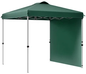 Outsunny Cort Pliabil de Grădină de 2,5x2,5 m cu Înălțime Reglabilă Anti-UV cu 1 Perete Lateral și Săculeți cu Nisip Verde | Aosom Romania