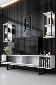 Set de mobilier pentru living Chrome, Alb- Negru