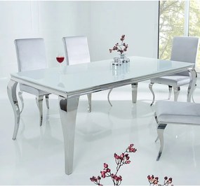 Masa Dining Eleganta, Sticla, Alb, Modern Barock 180cm