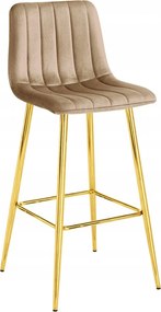 Scaun de bar POZZA VELVET cu picioare aurii, maro