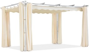 Barbados pergola terasă 3x4 m cu perdele Garden Point alb și bej