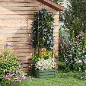 Outsunny Jardinieră cu spalier reglabil, ladă de flori cu cușcă pentru roșii din oțel galvanizat 61 x 61 x 187 cm verde | Aosom Romania