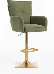 HR250KW Scaun Catifea Reiată Premium culoare verde salvie Bază Aurie