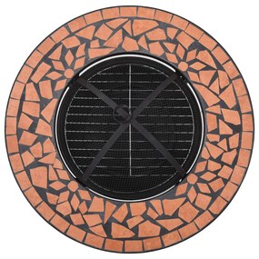 Masa cu vatra de foc, mozaic, caramiziu, 68 cm, ceramica Terracota