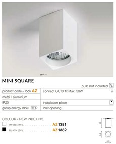 Spot aplicat tavan/plafon stil modern MINI SQUARE alb