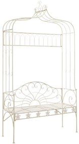 vidaXL Bancă de grădină, alb vintage, 122 cm, fier