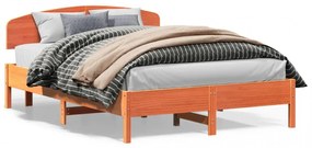Cadru de pat cu tăblie, maro ceruit, 140x200 cm, lemn masiv pin