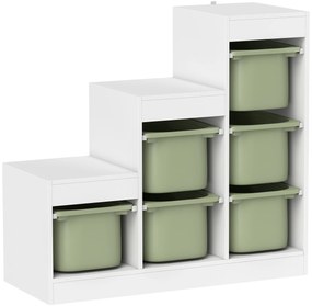 AIYAPLAY Mobilier de depozitare pentru jucării pentru copii cu 6 coșuri detașabile, 3 niveluri de depozitare, 96 x 38,5 x 90, verde | Aosom Romania