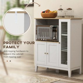 HOMCOM Dulap pentru Microunde cu Dulap Inferior și Rafturi Laterale din Lemn Alb | Aosom Romania