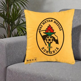 Perna Personalizata Gaz Metan Medias 1945 Fotbal, 40x40 cm, Galben, Husa Detasabila, Perna Inclusa, BEKZ®
