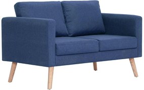 vidaXL Canapea cu 2 locuri, albastru, material textil