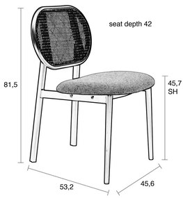 Scaun dining din ratan gri Spike - Zuiver