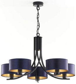 Jupiter 2101 - Lustră cu lanț ARTHUR 5xE27/15W/230V albastru/negru