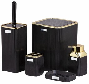 ShopJK SET ACCESORII DE BAIE 5 PIESE NEGRU - AURIU OKY5017