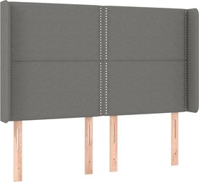 vidaXL Tăblie de pat cu aripioare gri închis 147x16x118/128 cm textil