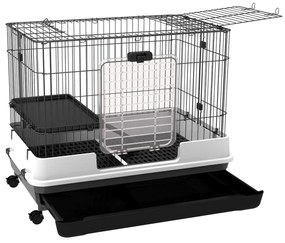 PawHut Cusca pentru Hamsteri Iepuri Cobai in Metal Negru cu 2 Usi | Aosom Romania