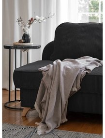 Șezlong gri antracit cu tapițerie din catifea reiată (cu colț pe partea dreaptă) Chic Charlotte – Miuform