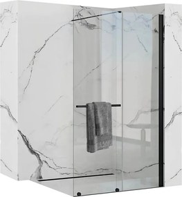 Paravan de dus tip Walk-in Rea Cortis cu parte culisanta 120x200 cm profil negru