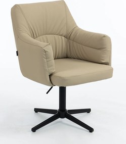 HR840CROSS Scaun Crem Piele Ecologica Premium Soft cu Bază Neagră