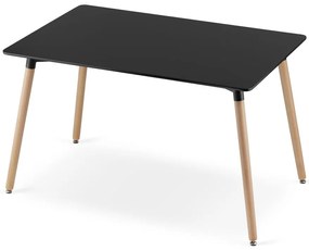 Set pentru dining 1 + 4, masa neagra ADRIA 120x80 cm + scaun negru catifelat ASTI cu picioare negre