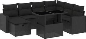 vidaXL Set mobilier de grădină cu perne, 8 piese, negru, poliratan