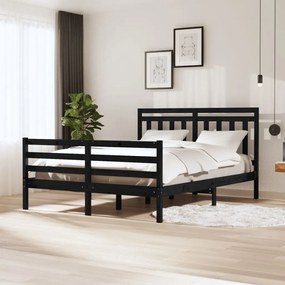 3100668 vidaXL Cadru de pat, negru, 160x200 cm, lemn masiv