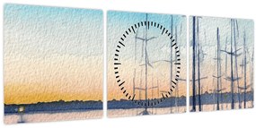 Tablou - Plimbare cu barca, aquarel (cu ceas) (90x30 cm)