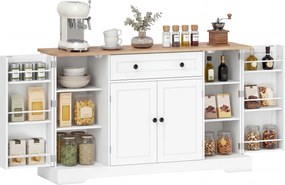 HOMCOM Bufet de bucătărie cu sertar rafturi pe uși rafturi reglabile bar pentru cafea 138x40x83,5 cm Alb | Aosom Romania