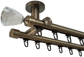 Galerie dubla PRINDERE TAVAN suport universal TEAVA PROFIL -crystal cone /19 - AUR ANTIC (Alege marime: 120 cm)