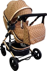 Carucior nou nascuti 2 in 1 Baby Care™ PRO 531, Cu geanta bebe, Cadru Aluminiu Gold , Amortizoare, Roti din cauciuc plin AVE, Spatar reglabil 3