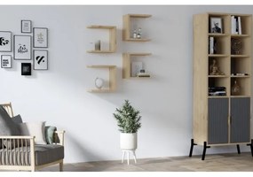 SET 4x etajeră de perete BASE maro