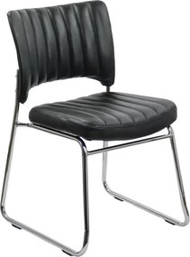 Scaun vizitator NOBLE, cadru cromat, piele ecologica, Negru