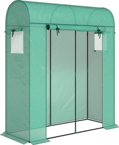 Outsunny Sera de Balcon cu Ușă și Ferestre Rulante, Sera pentru Grădină cu Structură din Oțel și Acoperiș PE, pentru Plante, Legume, Flori, Fructe, Anti UV, 170x68x200 cm, Verde | Aosom Romania