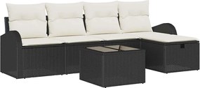 vidaXL Set de canapele pentru grădină cu pernă 6 pcs Negru Rattan poli