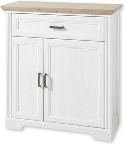 Comoda JASMIN, alb/stejar artisan, PAL, cu 2 usi si un sertar, 93x41x1