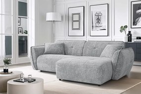 Colțar gri deschis cu tapițerie din chenille (cu colț pe partea dreaptă/cu șezlong) Nelia – Ropez