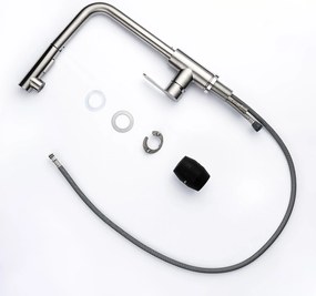 Baterie bucătărie cu duș extractabil - 282 oțel inoxidabil Satinat P14A