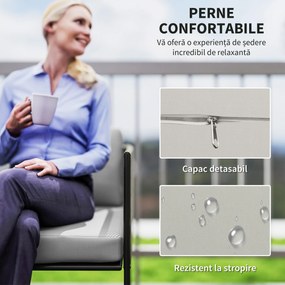 Outsunny Masă Grădină Rattan Sticlă Gri Deschis | Aosom Romania