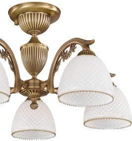 Lustra aplicata cu 5 brate clasic design italian din alama si sticla 8601 RA-PL. 8621/5