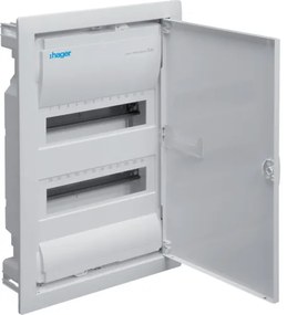 Tablou 24 module cu usa metalica, montaj incastrat(ST), alb, usa mata alba, Hager