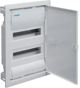 Tablou 24 module cu usa metalica, montaj incastrat(ST), alb, usa mata alba, Hager