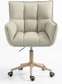 HR560K Scaun Ecru Piele Ecologica Premium Soft cu Bază Crem