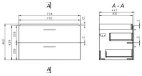 Set mobilier suspendat si lavoar Cersanit, Lara, 80 x 45 cm, nuc