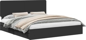 vidaXL Pat cu storage cu headboard Negru 200 x 200 cm Lemn compozit